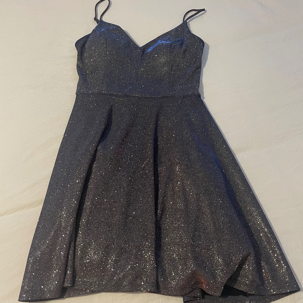 Blue and Red Shimmer Mini Dress